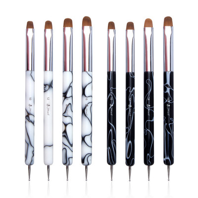 Eval Dviejų galvučių nagų taškymo šepetys Kolinsky Hair Nair Art Brush Akrilo įdėklas gėlių šepetys UV gelio manikiūro dažymo įrankis