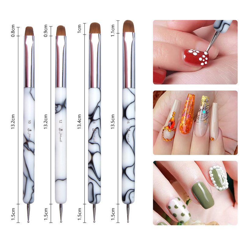Eval Dual Head Nail Dotting Brush Kolinsky Hair Nair Art ecset akril bélés virágkefe UV gél manikűr festőeszköz