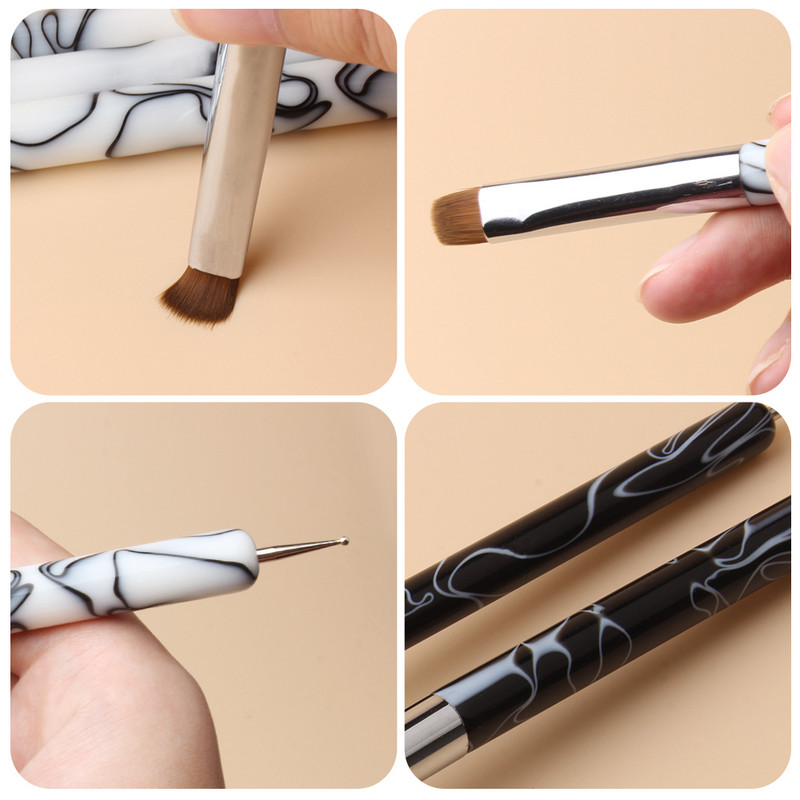 Eval Dual Head Nail Dotting Brush Kolinsky Hair Nair Art ecset akril bélés virágkefe UV gél manikűr festőeszköz
