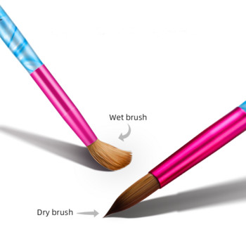 Aokitec Kolinsky Hair Acrylic Brush White Swirl Blue Handle with Pink Ferrule Кръгла акрилна пудра Инструмент 6 размера