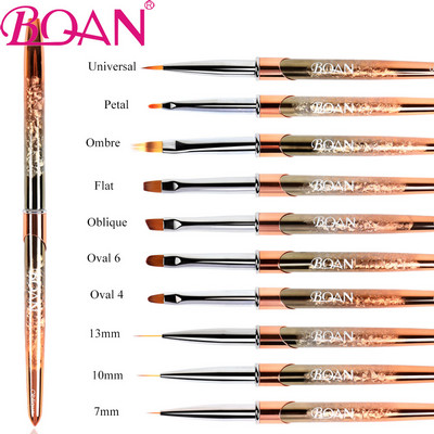BQAN 2021 New Rose Gold Handle Nail Brush UV Gel Liner Painting Pen Акрилни четки за рисуване Писалка за нокти за нокти Инструмент за ноктопластика