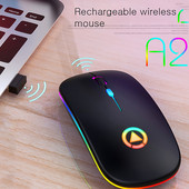 Mouse reîncărcabil cu LED ultra-subțire, lumini colorate, mini mouse wireless, mouse optic, ergonomic, pentru jocuri, mouse pentru computer