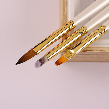 16 стила Бяла дървена четка за нокти Art Liner Dotting Fan Design Акрилна плоска кристална живопис Рисуване Carving Pen