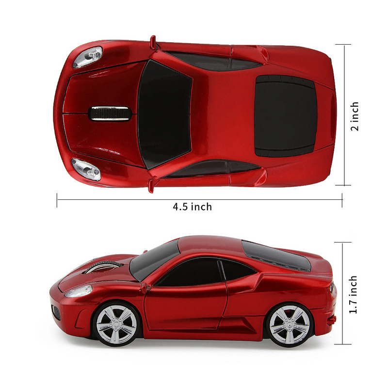 CHYI Car Shape vezeték nélküli számítógépes egér 2,4 GHz-es mini ergonómikus USB optikai mause aranyos 3d rajzfilm LED autós ajándék egerek PC laptophoz