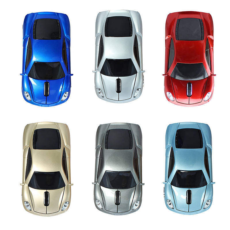 CHYI Car Shape vezeték nélküli számítógépes egér 2,4 GHz-es mini ergonómikus USB optikai mause aranyos 3d rajzfilm LED autós ajándék egerek PC laptophoz