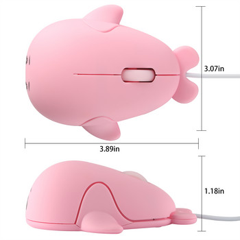 Μίνι ενσύρματο ποντίκι Cute Dolphin Design Εργονομικό Mause Optical USB Pink Creative Girl Gift Φορητά ποντίκια για φορητούς υπολογιστές Τρία κλειδιά
