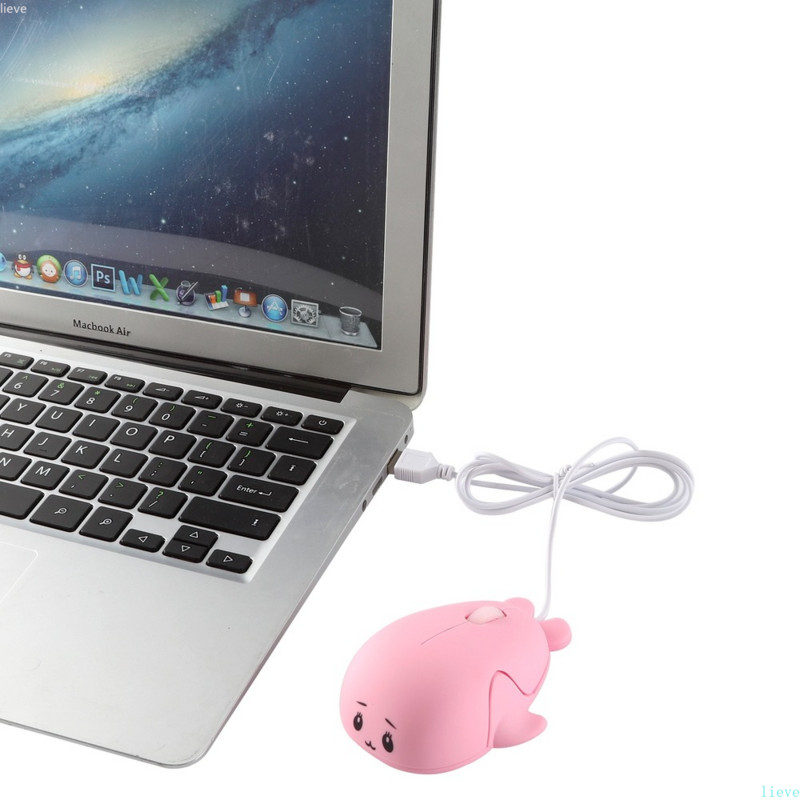 Μίνι ενσύρματο ποντίκι Cute Dolphin Design Εργονομικό Mause Optical USB Pink Creative Girl Gift Φορητά ποντίκια για φορητούς υπολογιστές Τρία κλειδιά
