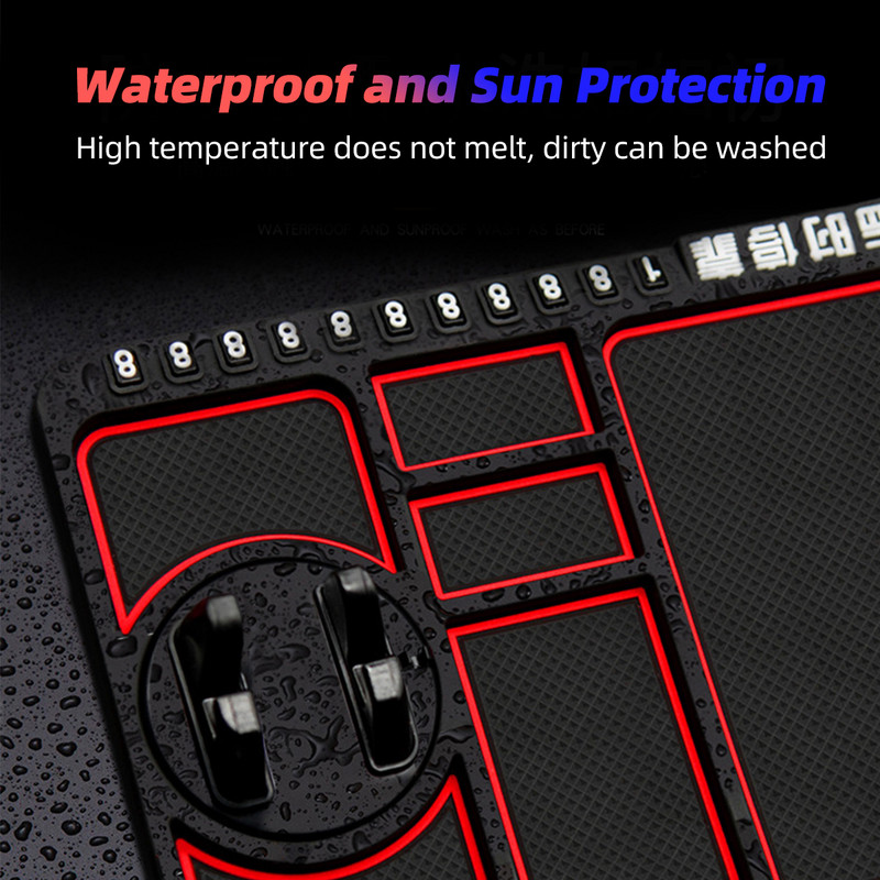 Automobilio prietaisų skydelio neslystantis kilimėlis Mobiliojo telefono laikiklio stovas Automobilio salono priedai Sandėliavimo pagalvėlė Parkavimo numeris Prietaisų skydelio lipdukas