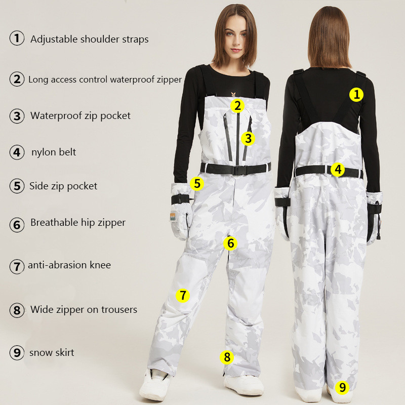 Új One Piece sínadrágok Férfi Női Síoverall Farmer Jumpsuits Outdoor Snowboard Kosztümök Laza szélálló vízálló síruhák