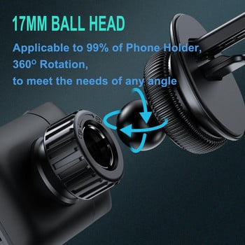 17 мм сферична глава за монтиране на вентилационен отвор за кола Щипка за кука Основа за изход за въздух на автомобила Щипка за държач за мобилен телефон Стойка за автомобил Поддръжка на GPS скоба