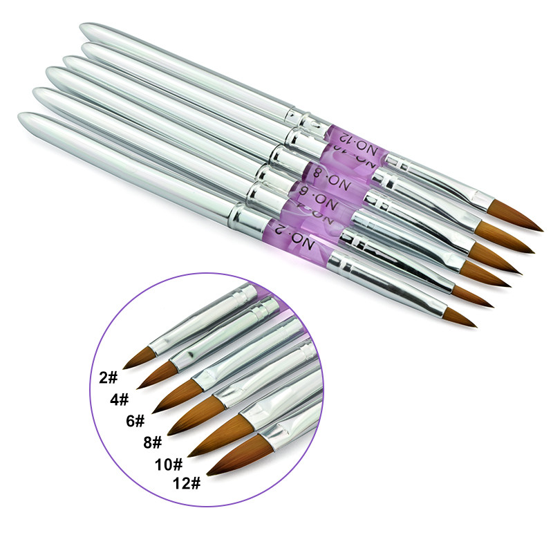 Pro Nail Art szobor ecset Kolinsky Sable akril púder toll #2/4/6/8/10/12 UV Gel Builder Carving Rajz ecsetek