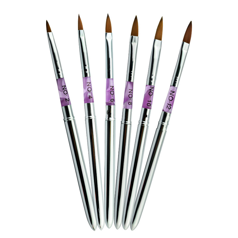 Pro Nail Art szobor ecset Kolinsky Sable akril púder toll #2/4/6/8/10/12 UV Gel Builder Carving Rajz ecsetek