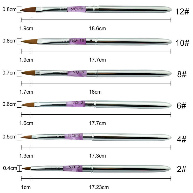 Pro Nail Art szobor ecset Kolinsky Sable akril púder toll #2/4/6/8/10/12 UV Gel Builder Carving Rajz ecsetek