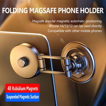 Магнитен държач за телефон за кола за Tesla Magsafe Въртяща се на 360 градуса сгъваема алуминиева стойка за автомобилна скоба за телефон за iPhone 14 13 12