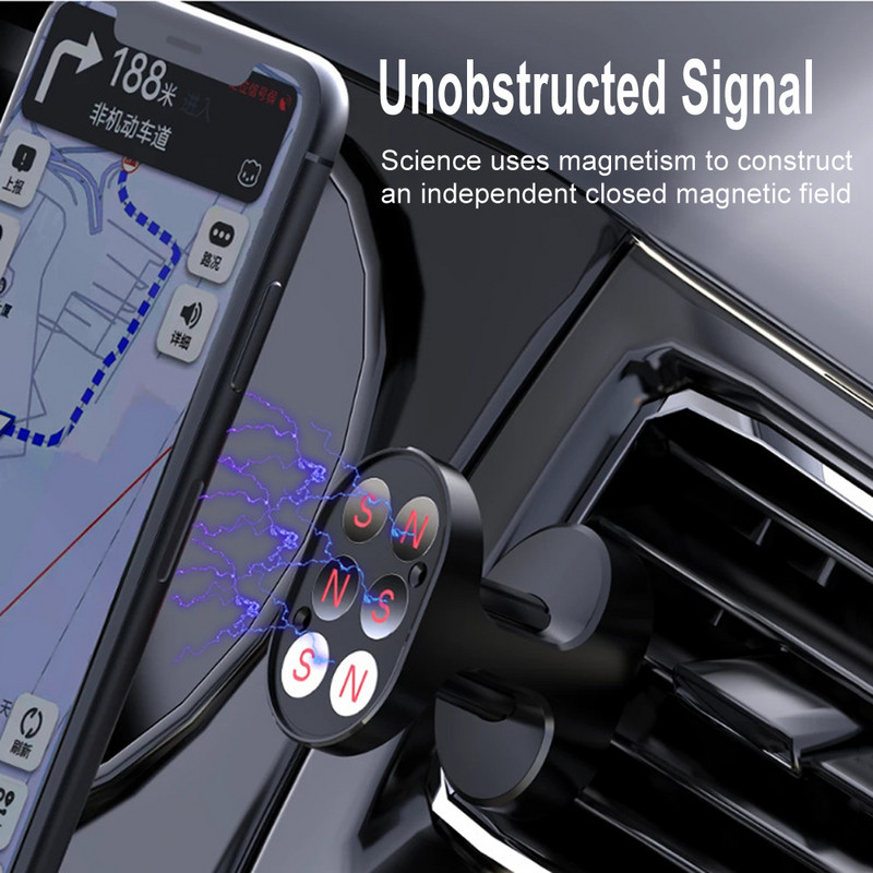 Magnetinis automobilio telefono laikiklis Magnetinis mobiliojo telefono stovas GPS palaikymas, skirtas iPhone 13 12 Xiaomi Huawei Samsung S21 S10 Ultra