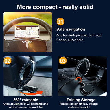Magsafe Car Mount Алуминиева сплав Магнитен държач за телефон за табло за кола за iPhone 14 Plus 13 12 Pro Max Mini MagSafe Case Car