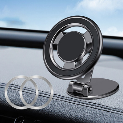 Magsafe Car Mount Alumīnija sakausējuma magnētiskais paneļa tālruņa turētājs automašīnai iPhone 14 Plus 13 12 Pro Max Mini MagSafe Case Car