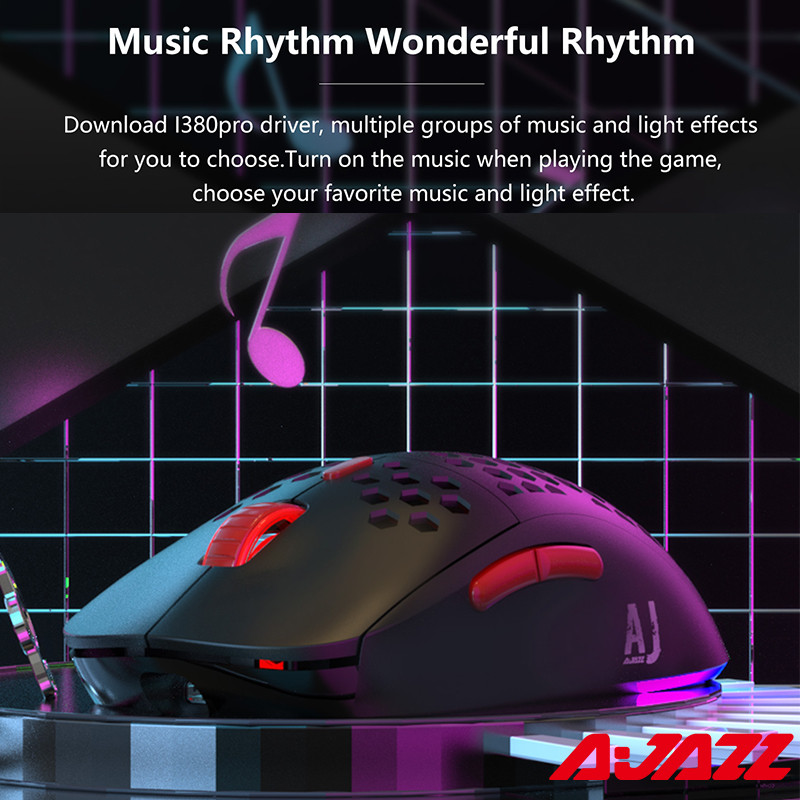 AJAZZ I380Pro bezvadu spēļu pele 10000DPI PMW3325 sensors, divu režīmu pele, uzlādējama šūnveida pārnēsājama USB pele klēpjdatoram