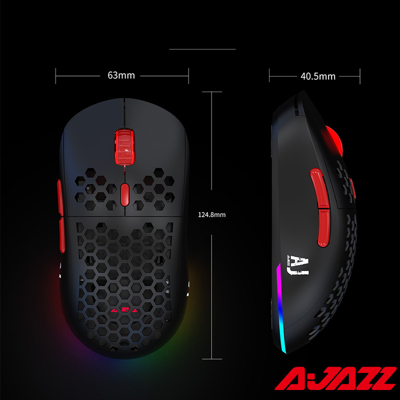 AJAZZ I380Pro bezvadu spēļu pele 10000DPI PMW3325 sensors, divu režīmu pele, uzlādējama šūnveida pārnēsājama USB pele klēpjdatoram