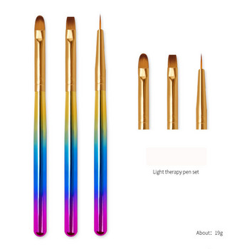3 τμχ Βούρτσα νυχιών Rainbow Color Crystal Liner Dotting Ακρυλικό Builder Ζωγραφική Σχέδιο σκάλισμα στυλό UV Gel για μανικιούρ