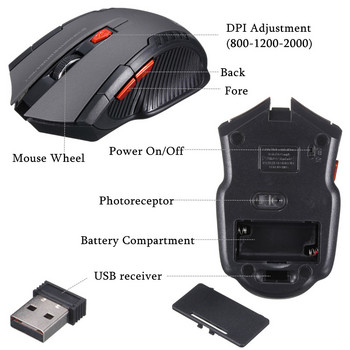 Wireless Mice 2.4G Gaming Mouse Ασύρματο οπτικό ποντίκι Gaming με ποντίκι δέκτη USB για φορητούς υπολογιστές gaming