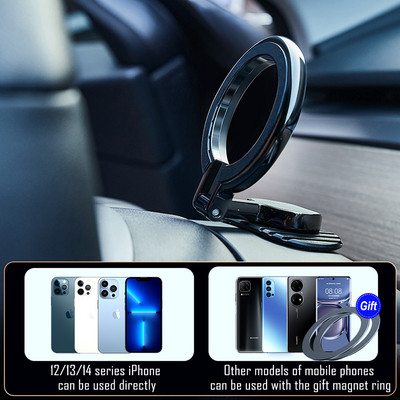 Armatuurlaua magnetiline telefonihoidiku rõngas autole MagSafe kinnitus iPhone 14 13 12 Pro Max Mini Magnet Case kokkuklapitava kronsteiniga autole