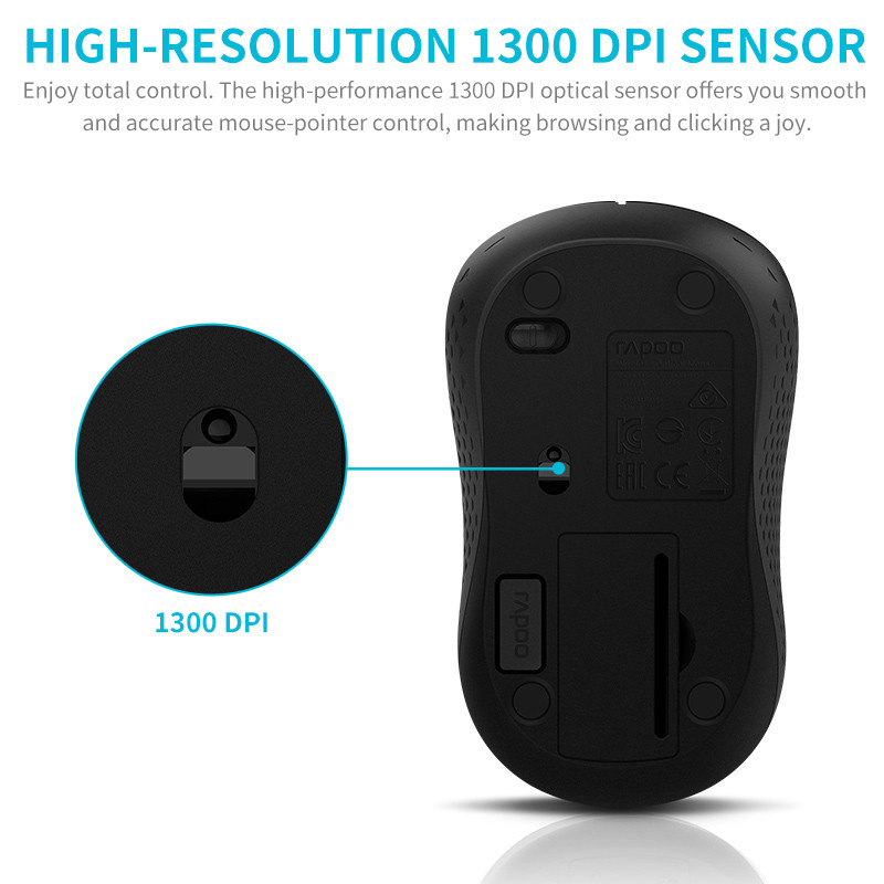 Rapoo M160G többmódú, csendes vezeték nélküli egérkapcsoló 3 eszköz 1300 DPI Bluetooth 3.0/4.0 RF 2,4 GHz-es számítógépes laptopokhoz