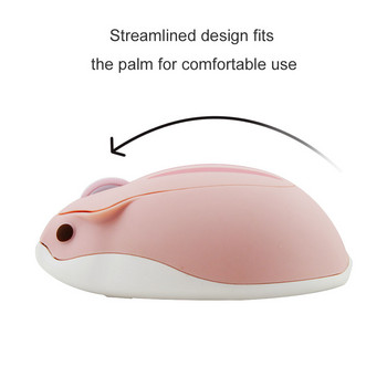 Ροζ ασύρματο ποντίκι 2,4 GHz 1200DPI Εργονομικό οπτικό ποντίκι USB Χαριτωμένα ποντίκια σε σχήμα χάμστερ για παιδιά Δώρα φορητού υπολογιστή με ποντίκι