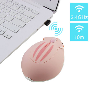2,4 GHz Розова безжична мишка 1200 DPI Ергономична оптична USB мишка Сладки мишки във формата на хамстер за деца Лаптоп PC Подаръци с подложка за мишка
