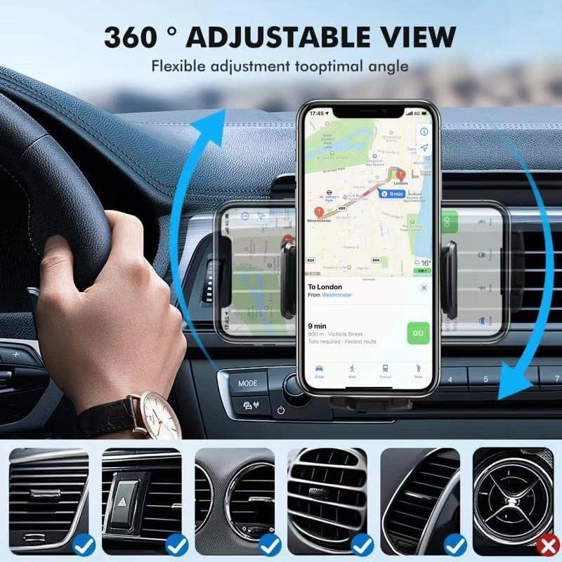 Suport universal cu clemă pentru aerisire auto, bază cu cap sferic de 17 mm pentru suport pentru telefon mobil pentru mașină Cârlig pentru priza de aer auto pentru suport GPS pentru telefon mobil