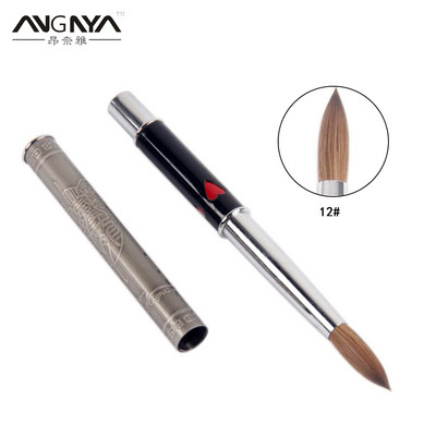 ANGNYA 1Pcs Kolinsky Hair Sable Brush 14# Antique Style With Red Heart Metal Handle Acrylic Nail Art Brush Manicure Tools A131