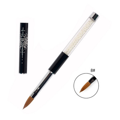 ANGNYA 1db Kolinsky Hair Sable Brush 14# Antik stílus piros szívecsettel fém nyéllel akril köröm ecset manikűr eszközök A131