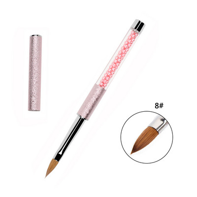 ANGNYA 1db Kolinsky Hair Sable Brush 14# Antik stílus piros szívecsettel fém nyéllel akril köröm ecset manikűr eszközök A131