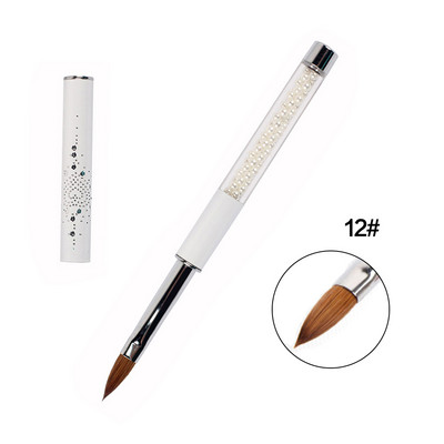 ANGNYA 1db Kolinsky Hair Sable Brush 14# Antik stílus piros szívecsettel fém nyéllel akril köröm ecset manikűr eszközök A131