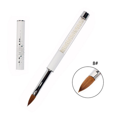 ANGNYA 1db Kolinsky Hair Sable Brush 14# Antik stílus piros szívecsettel fém nyéllel akril köröm ecset manikűr eszközök A131