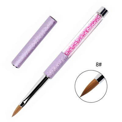 ANGNYA 1db Kolinsky Hair Sable Brush 14# Antik stílus piros szívecsettel fém nyéllel akril köröm ecset manikűr eszközök A131