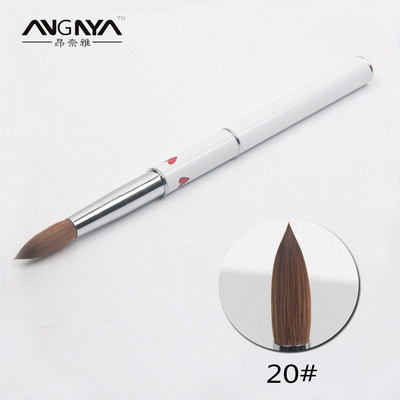 ANGNYA 1db Kolinsky Hair Sable Brush 14# Antik stílus piros szívecsettel fém nyéllel akril köröm ecset manikűr eszközök A131