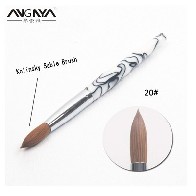 ANGNYA 1db Kolinsky Hair Sable Brush 14# Antik stílus piros szívecsettel fém nyéllel akril köröm ecset manikűr eszközök A131