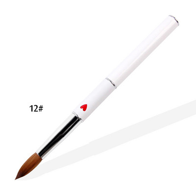 ANGNYA 1db Kolinsky Hair Sable Brush 14# Antik stílus piros szívecsettel fém nyéllel akril köröm ecset manikűr eszközök A131