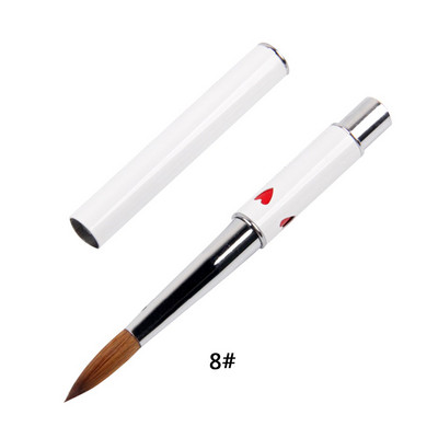 ANGNYA 1db Kolinsky Hair Sable Brush 14# Antik stílus piros szívecsettel fém nyéllel akril köröm ecset manikűr eszközök A131