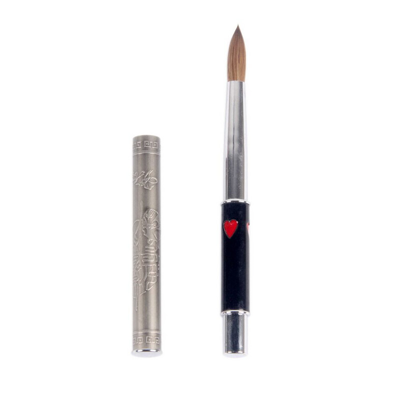 ANGNYA 1db Kolinsky Hair Sable Brush 14# Antik stílus piros szívecsettel fém nyéllel akril köröm ecset manikűr eszközök A131