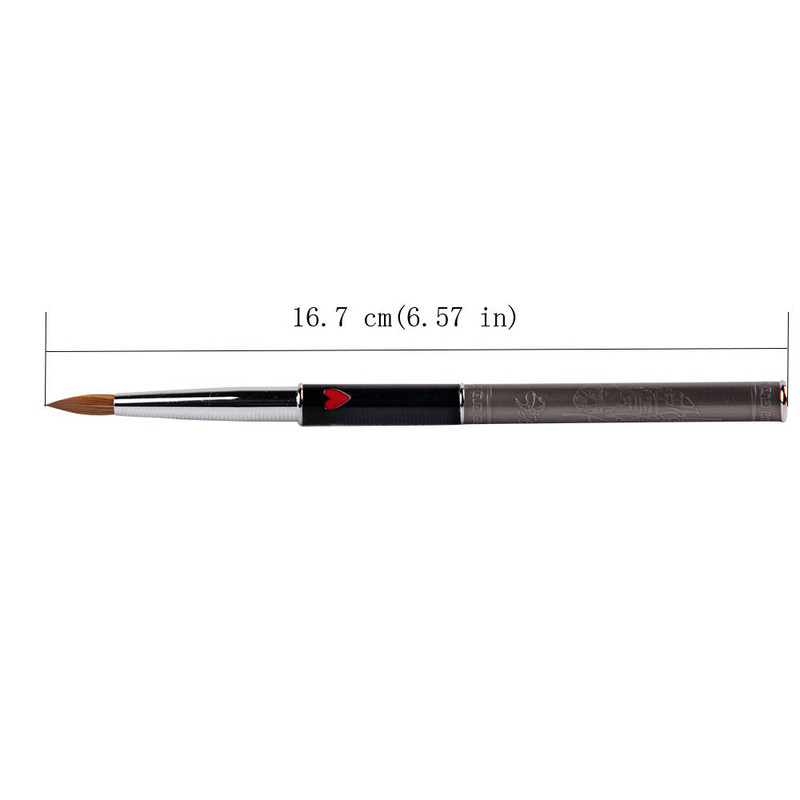ANGNYA 1db Kolinsky Hair Sable Brush 14# Antik stílus piros szívecsettel fém nyéllel akril köröm ecset manikűr eszközök A131