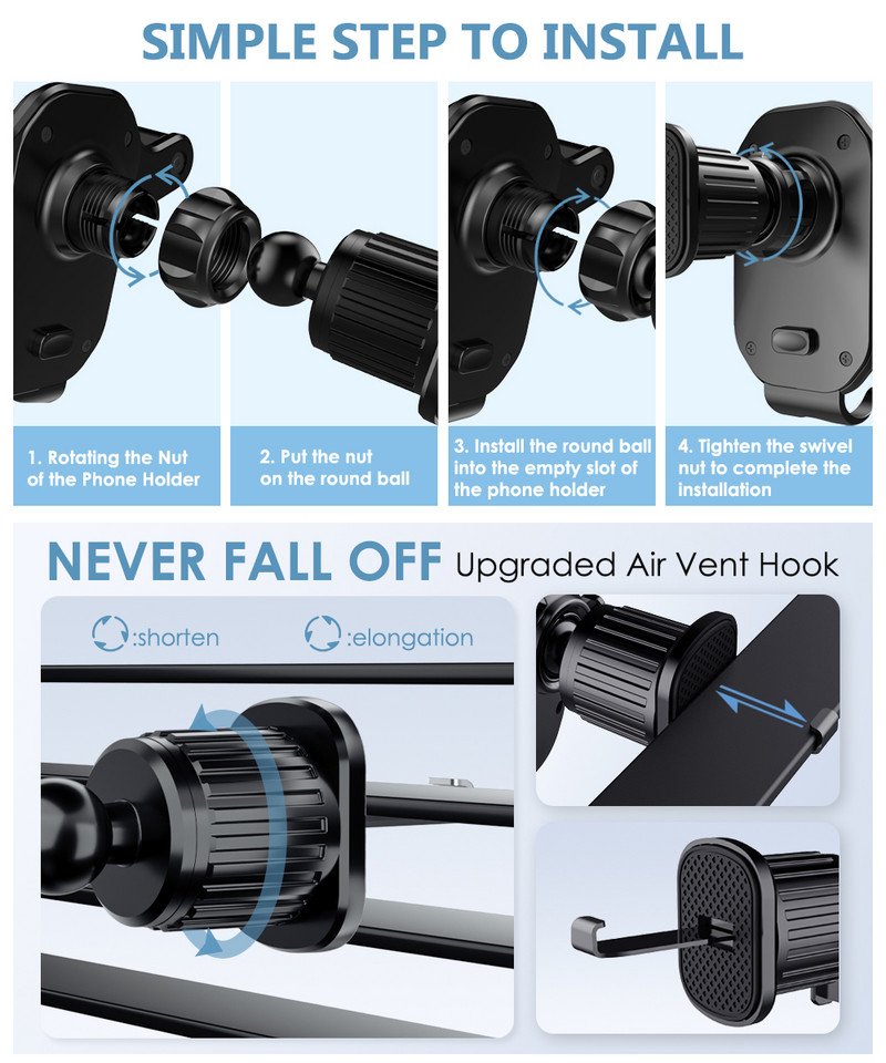 Automobilio oro ventiliacijos laikiklio laikiklis mobilaus mobiliojo telefono stovo Gravity automobilio telefono laikiklis GPS laikiklis, skirtas iPhone 13 12 Xiaomi Redmi Samsung Huawei