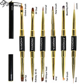 ANGNYA Dual End Nail Art Stripes Liner DIY Festőecset Folyékony Púder Akril UV GEL Extension Builder rajztoll kupakkal