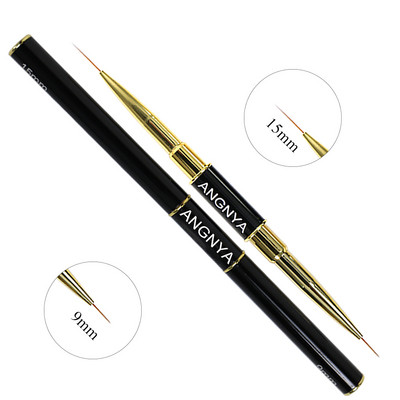ANGNYA Dual End Nail Art Stripes Liner DIY Festőecset Folyékony Púder Akril UV GEL Extension Builder rajztoll kupakkal