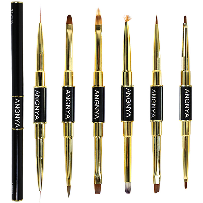 ANGNYA Dual End Nail Art Stripes Liner DIY Festőecset Folyékony Púder Akril UV GEL Extension Builder rajztoll kupakkal