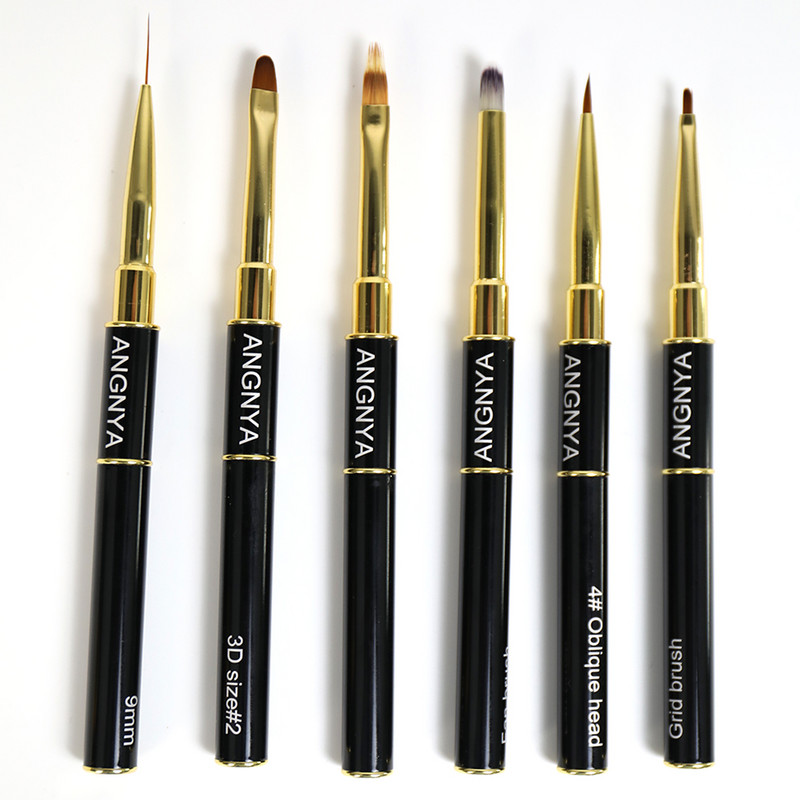 ANGNYA Dual End Nail Art Stripes Liner DIY Festőecset Folyékony Púder Akril UV GEL Extension Builder rajztoll kupakkal
