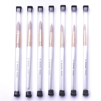 Kolinsky Acrylic Nail Brush Glod and White Nail Art Mink Brush Wood Handle Gel Builder Brush Drawing Tools