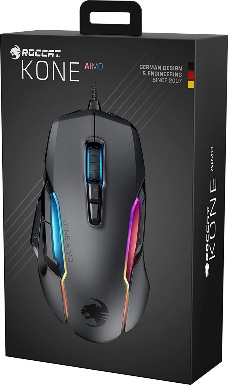Mouse de joc ROCCAT Kone AIMO (remasterizat) – Senzor optic cu ochi de bufniță de înaltă precizie (de la 100 la 16.000 DPI), negru