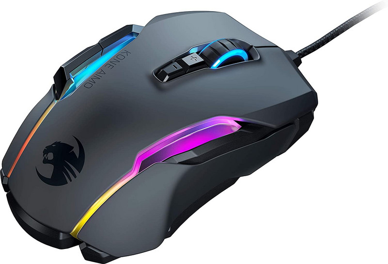 Mouse de joc ROCCAT Kone AIMO (remasterizat) – Senzor optic cu ochi de bufniță de înaltă precizie (de la 100 la 16.000 DPI), negru